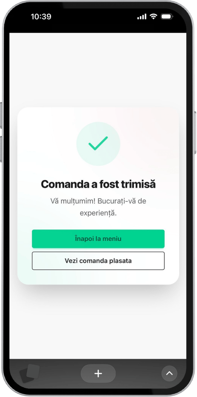 finalizare comandă self order trimitere automată bucătărie bar restaurant