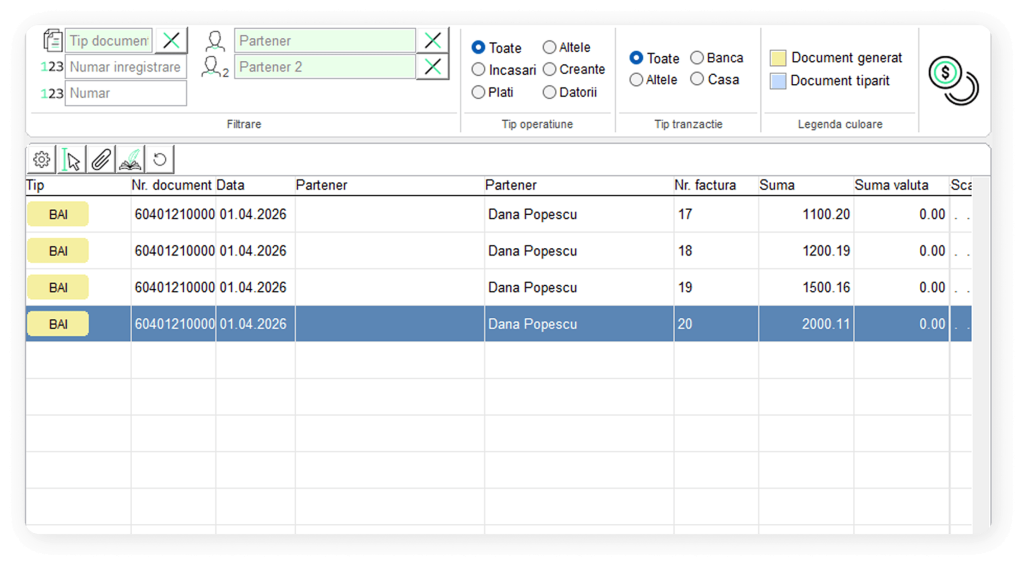 accesare modul încasări import extrase bancare selectsoft
